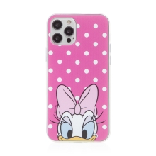 Kryt Disney pre Apple iPhone 12 / 12 Pro - Daisy - gumový - ružový - bodky