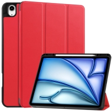 Pouzdro pro Apple iPad Air 13" (2024) - prostor pro Pencil - gumové / umělá kůže - červené