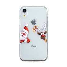Kryt pre Apple iPhone Xr - Santa a sob - priehľadný - gumový