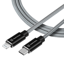 Synchronizačný a nabíjací kábel Tactical Fast Rope USB-C / Lightning - 0,3 m - Mfi - sivý