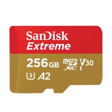 Paměťová karta micro SD XC 256GB SANDISK Extreme (V30, UHS-3, 130 / 190 MB/s) + adaptér