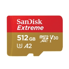 Paměťová karta micro SD XC 512GB SANDISK Extreme (V30, UHS-3, 130 / 190 MB/s) + adaptér