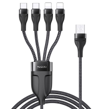 Kábel YESIDO pre Apple iPhone / iPad - USB-A na 2x USB-C + 2x Lightning - Šnúrka - Čierny - 1,2 m