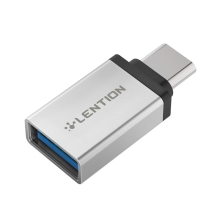 USB-C samec na USB-A 3.0 samica - kov - strieborná