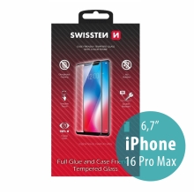 Tvrzené sklo (Tempered Glass) SWISSTEN Case Friendly pro Apple iPhone 16 Pro Max - 2,5D - černý rámeček