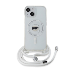 KARL LAGERFELD IML Crossbody kryt pre Apple iPhone 15 - Šnúrka na zavesenie - MagSafe - Transparentný