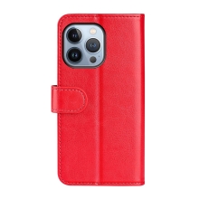 Puzdro pre Apple iPhone 14 Pro - stojan - umelá koža - červené