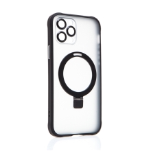 Kryt Mag Ring pre Apple iPhone 12 Pro Max - Podpora MagSafe + stojan - gumový - čierny
