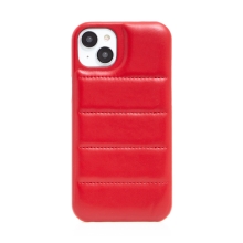 Kryt pre Apple iPhone 15 - mäkké prešívanie - umelá koža - červený