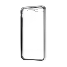 Kryt pre Apple iPhone 7 Plus / 8 Plus - 360° ochrana - magnetické pripevnenie - sklo / kov - strieborný