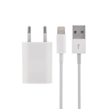 Nabíjacia súprava 2v1 pre zariadenia Apple - EÚ adaptér a kábel Lightning - biela