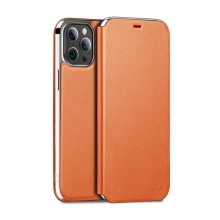 Pouzdro X-level pro Apple iPhone 12 / 12 Pro - umělá kůže / gumové - oranžové