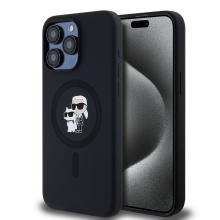 Kryt KARL LAGERFELD Liquid Silicone pro Apple iPhone 15 Pro Max - MagSafe - černý