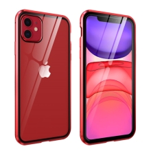 Kryt pre Apple iPhone 11 - 360° ochrana - magnetické uchytenie - sklo / kov - červený