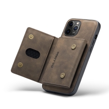 Kryt DG.MING pre Apple iPhone 13 - stojan + odnímateľná peňaženka - syntetická koža - hnedý