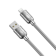 Synchronizační a nabíjecí kabel XO - Lightning pro Apple iPhone / iPad - kovové koncovky - stříbrný