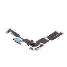 Napájací a dátový konektor s flex káblom + mikrofóny pre Apple iPhone 14 Plus - modrý - kvalita A+
