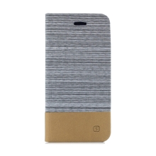 Puzdro pre Apple iPhone Xs Max - látka / umelá koža - stojan + slot na kreditnú kartu - hnedé / sivé