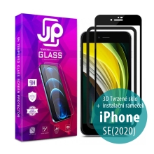 JP Tvrdené sklo pre Apple iPhone SE (2020) / SE (2022) - Case Friendly + aplikátor - čierny rámček