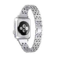 Řemínek pro Apple Watch Ultra 49mm / 45mm / 44mm / 42mm - s kamínky - kovový - stříbrný