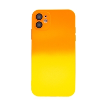 Kryt pro Apple iPhone 11 - barevný přechod - ochrana čoček kamery - gumový - žlutý / oranžový