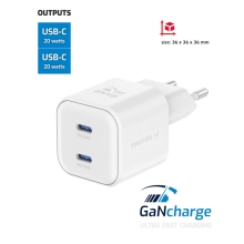 20W nabíječka / napájecí adaptér SWISSTEN - 2x USB-C - GaN - bílá