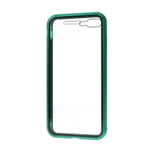 Kryt pre Apple iPhone 7 Plus / 8 Plus - magnetické pripevnenie - sklo / kov - 360° ochrana - priehľadný / zelený
