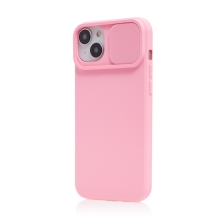 Kryt Slide Cover pre Apple iPhone 15 Plus - Kryt fotoaparátu - Pohodlný na dotyk - Gumový - Ružový