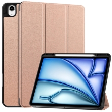 Pouzdro pro Apple iPad Air 13" (2024) - prostor pro Pencil - gumové / umělá kůže - Rose Gold růžové