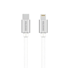 Synchronizačný a nabíjací kábel SWISSTEN MFi - USB-C - Lightning pre zariadenia Apple - čipka - strieborný - 1,2 m
