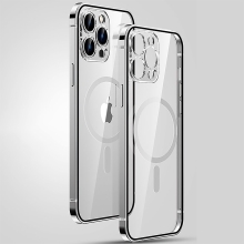 Kryt pro Apple iPhone 14 Pro - podpora MagSafe - pokovený - plastový / gumový - stříbrný