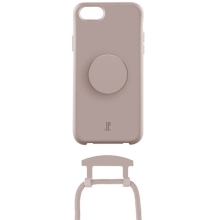 Kryt JUST ELEGANCE pro Apple iPhone SE 2020 / 2022 / 8 / 7 - Pop Socket + šňůrka - stříbřitě šedý