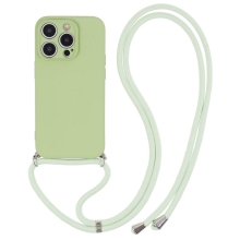 Kryt Candy pre Apple iPhone 15 Pro - šnúra - guma - matná zelená