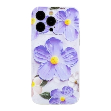 Kryt pro Apple iPhone 15 Pro - gumový - fialové květy