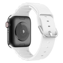 Řemínek pro Apple Watch 41mm / 40mm / 38mm - s pruhy - silikonový - bílý