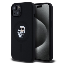 Kryt KARL LAGERFELD Liquid Silicone pro Apple iPhone 15 - MagSafe - černý