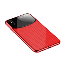 Kryt USAMS pre Apple iPhone Xs Max - sklo / plast - červený