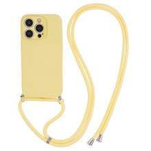 Kryt Candy pre Apple iPhone 15 Pro - Šnúrka na zaväzovanie - Gumový - Žltý