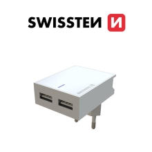 Nabíjačka / EÚ adaptér SWISSTEN - 2x USB - 15W - biela
