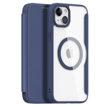 Pouzdro DUX DUCIS Skin X pro Apple iPhone 15 Plus - podpora MagSafe - umělá kůže - modré