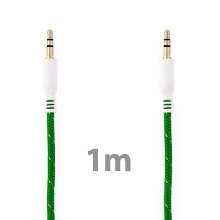 Propojovací audio jack kabel 3,5mm pro Apple iPhone / iPad / iPod a další zařízení - tkanička - zelený - 1m