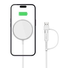 Bezdrátová nabíječka / nabíjecí podložka TECH PROTECT - Qi / Magsafe - USB-A / USB-C- 15W - bílá