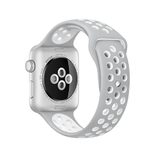 Řemínek pro Apple Watch 42mm / 40mm Series 4 / 5 / 6 / SE / 38mm 1 / 2 / 3 - silikonový - šedý / bílý - (S/M)