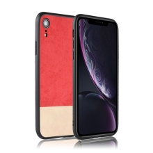 Kryt pro Apple iPhone Xr - plastový / umělá kůže - červený / béžový