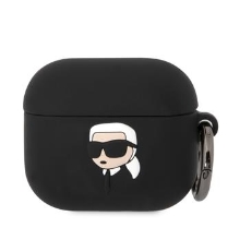 Pouzdro / obal KARL LAGERFELD pro Apple AirPods 3 (2021) - silikonové - hlava Karla NFT - černé