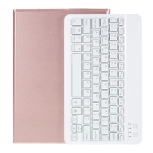 Klávesnice Bluetooth odnímatelná + kryt / pouzdro pro Apple iPad 10,2" (2019 - 2021) - podsvícená - Rose Gold růžová