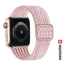 Řemínek SWISSTEN Nylon pro Apple Watch 49mm / 46mm / 45mm / 44mm / 42mm - nylonový se sponou - růžový