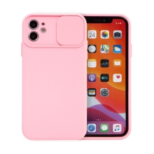 Kryt Slide pro Apple iPhone 11 - krytka fotoaparátu - příjemný na dotek - gumový - růžový