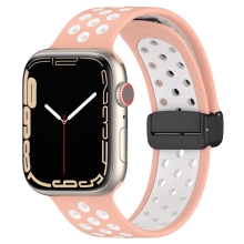 Řemínek pro Apple Watch Ultra 49mm / 46mm / 45mm / 44mm / 42mm - sportovní - silikonový - růžový / bílý