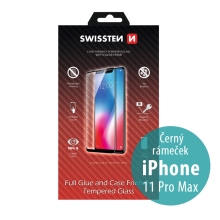 Tvrdené sklo SWISSTEN Case Friendly pre Apple iPhone Xs Max / 11 Pro Max - čierny rám - 0,3 mm